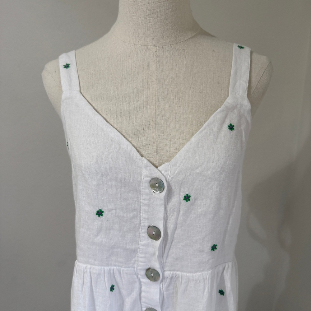 Rails $244 Violet Green Daisy Embroidery White Linen Blend Maxi Dress Medium - Picture 3 of 12